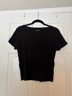 Old Navy Black Ribbed Crewneck Short Sleeve Tee